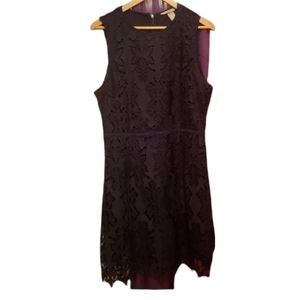 H&M Navy Blue Floral Lace Sleeveless Dress | Size L